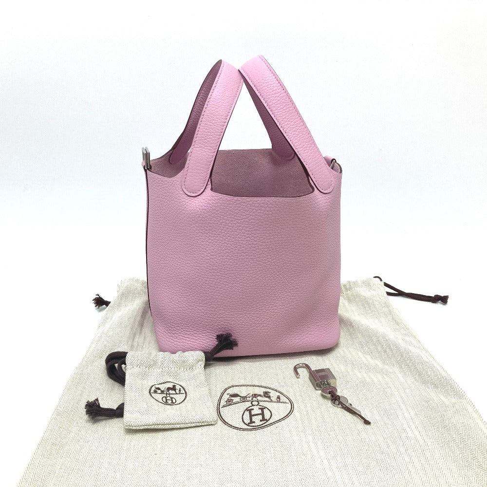 HERMES Handbag Taurillon Clemence pink Picotan Lock PM Women Used