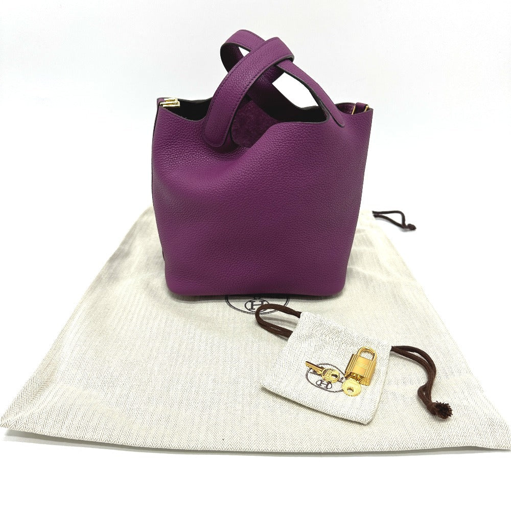 HERMES Handbag Taurillon Clemence purple Picotan Lock PM Women Used