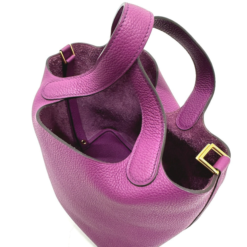 HERMES Handbag Taurillon Clemence purple Picotan Lock PM Women Used