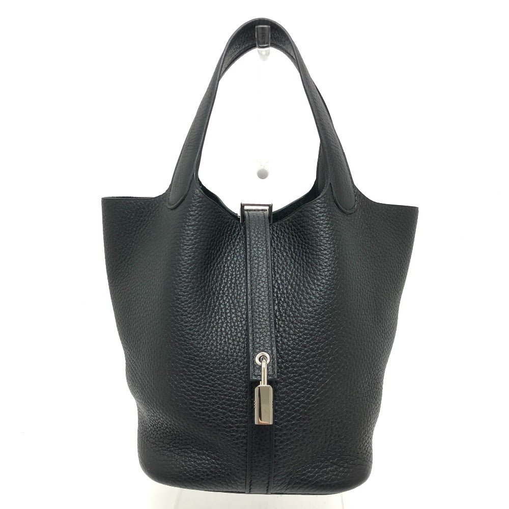 HERMES Handbag leather black Picotan Lock PM Women Used