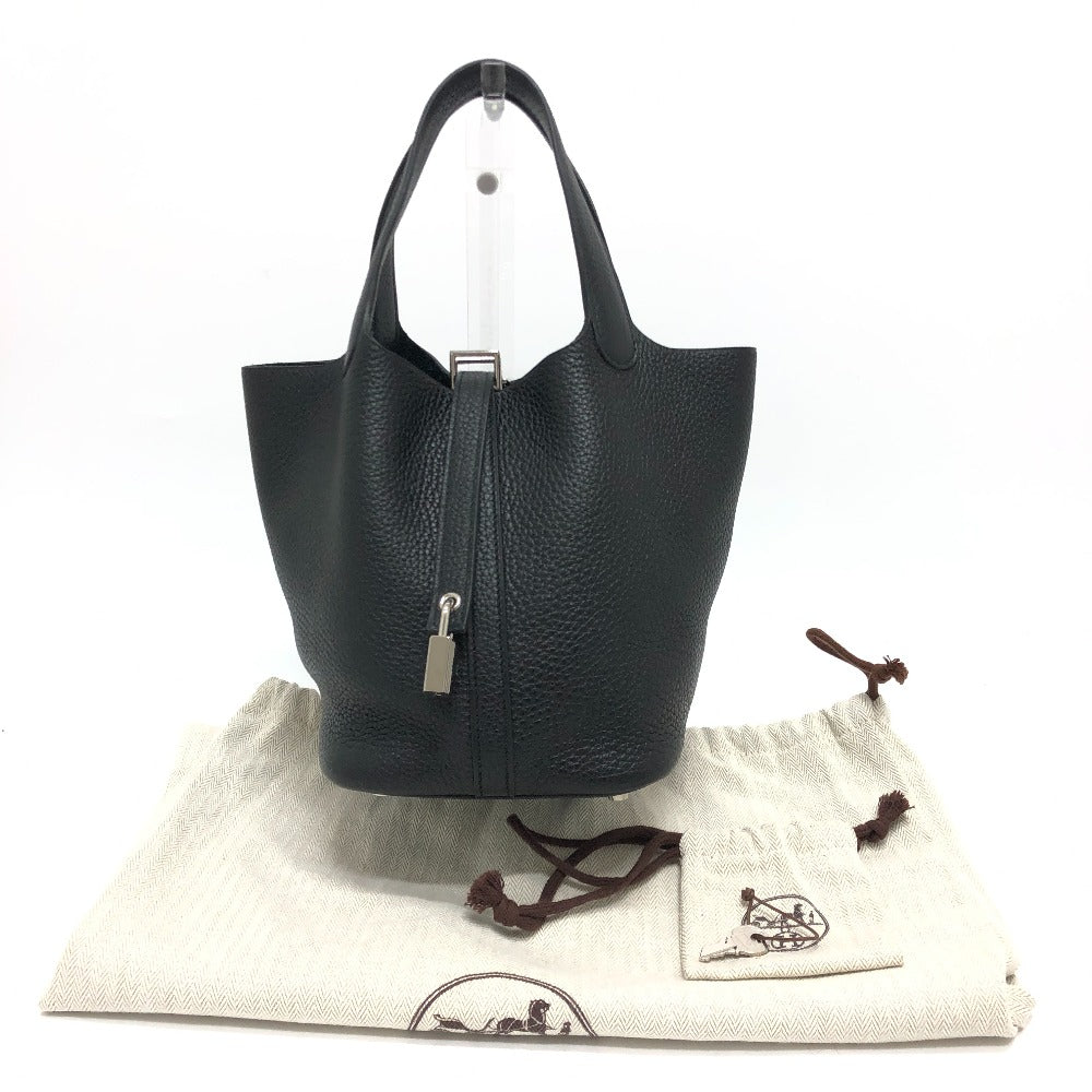 HERMES Handbag leather black Picotan Lock PM Women Used