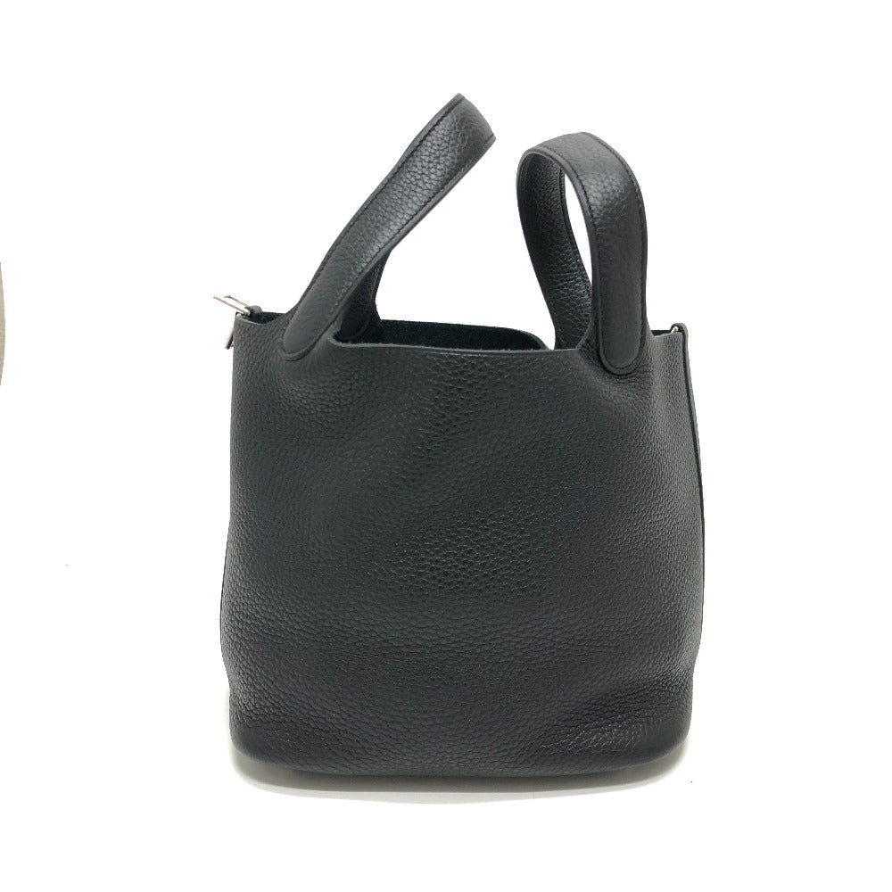 HERMES Handbag leather black Picotan Lock PM Women Used