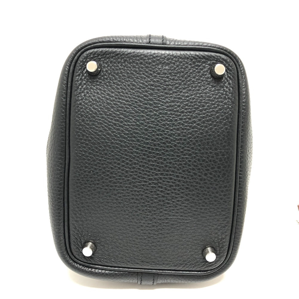 HERMES Handbag leather black Picotan Lock PM Women Used