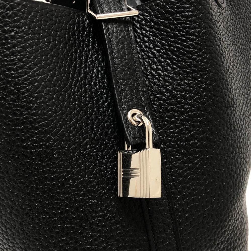 HERMES Handbag leather black Picotan Lock PM Women Used