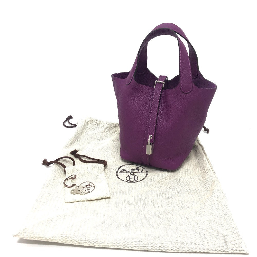 HERMES Handbag leather purple Picotan Lock PM Women Used