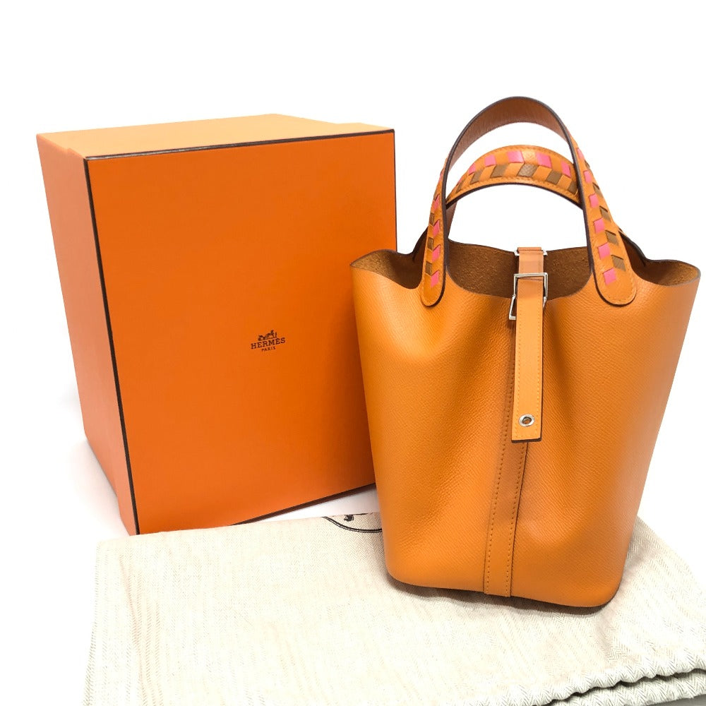 HERMES Handbag Epsom Orange Picotan Lock PM Tresage Women Used