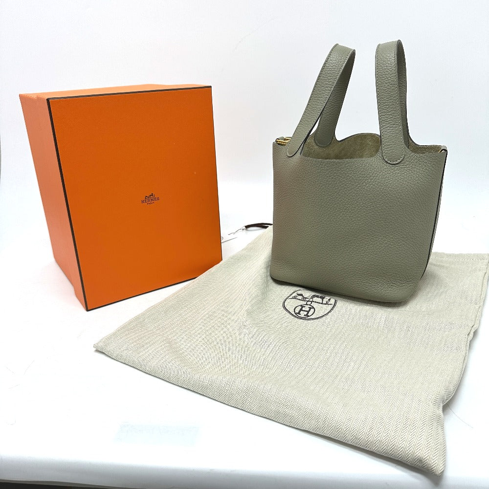HERMES Handbag Taurillon Clemence gray Picotan Lock PM
