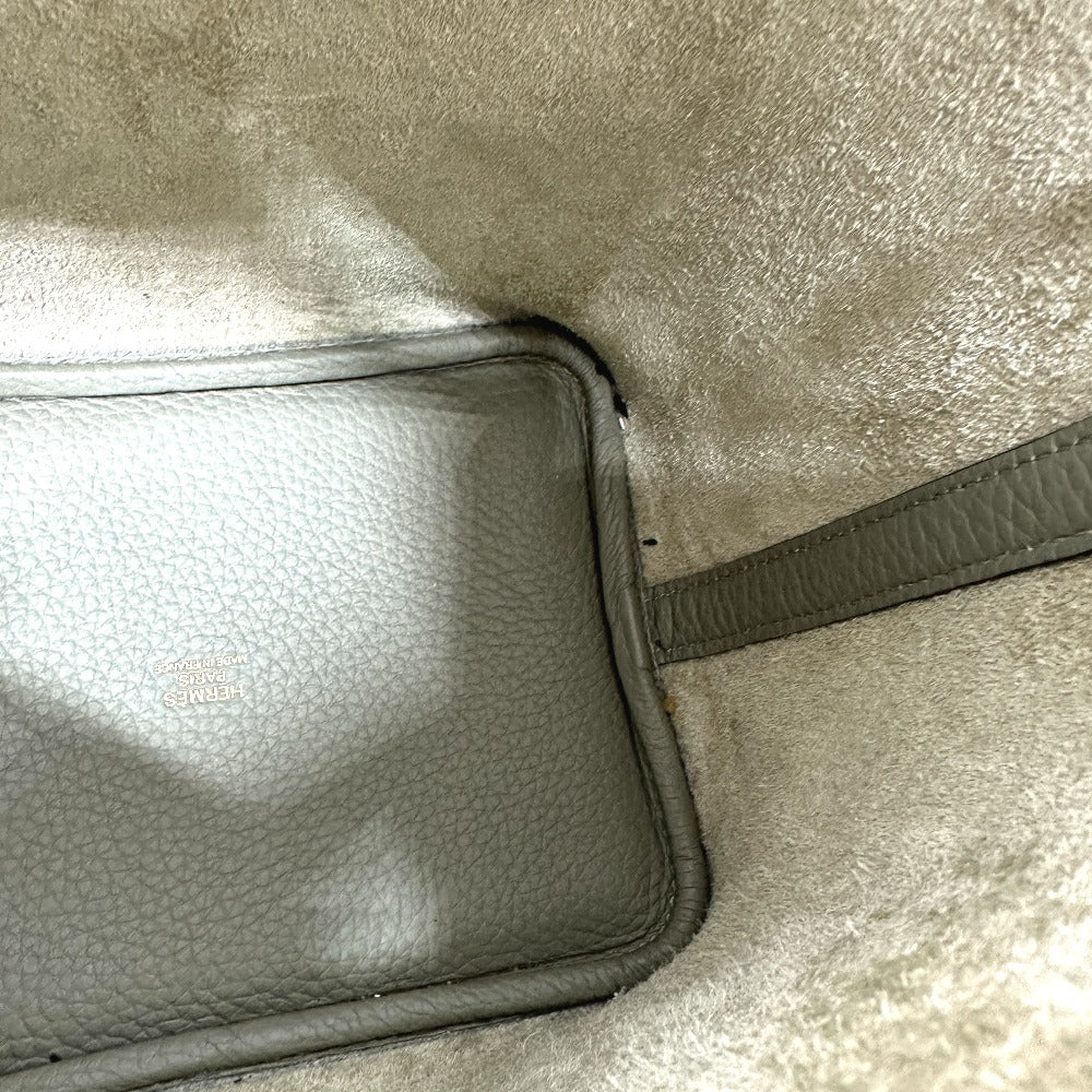 HERMES Handbag Taurillon Clemence gray Picotan Lock PM