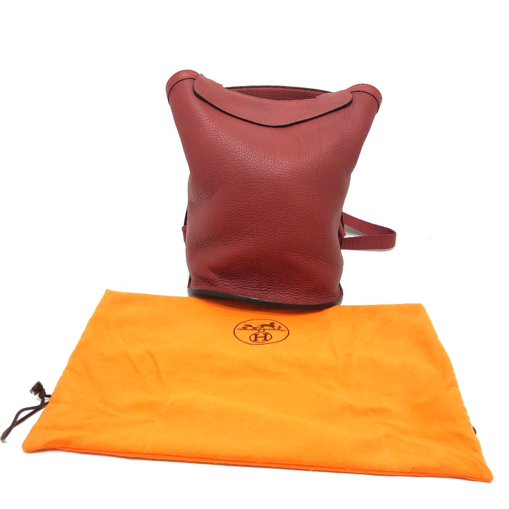 HERMES Backpack Taurillon Clemence Red Sherpa GM