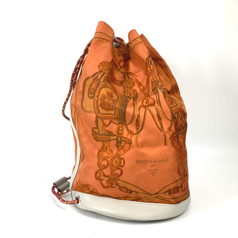 HERMES Shoulder Bag Silk, Leather Orange Shoulder soie cool 22 brides de gala Women Used