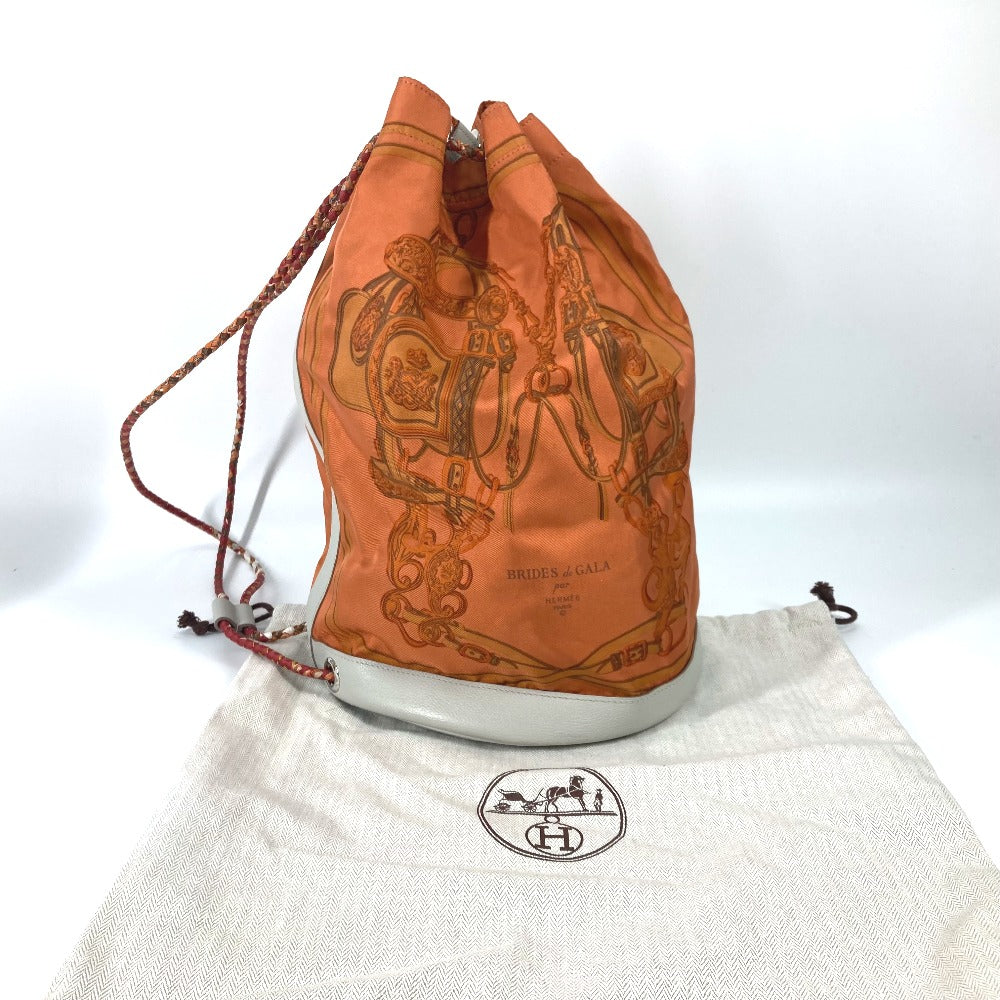 HERMES Shoulder Bag Silk, Leather Orange Shoulder soie cool 22 brides de gala Women Used