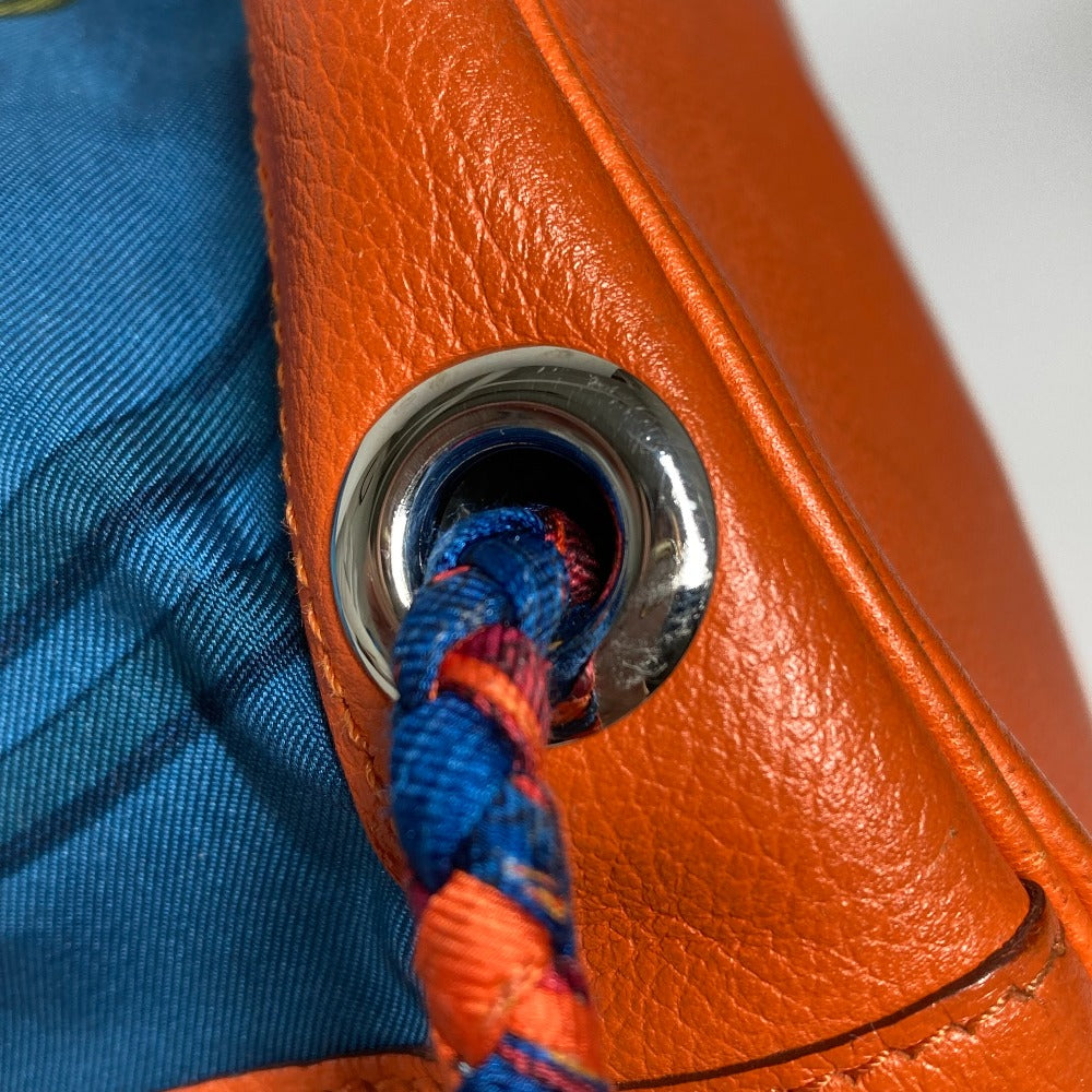 HERMES Shoulder Bag Silk, Leather Orange Sowacool 22 Drawstring Bag Women Used