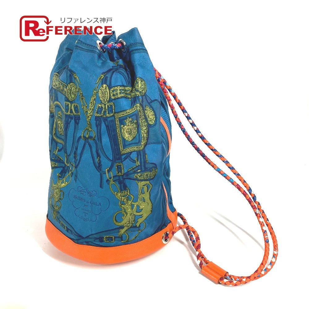 HERMES Shoulder Bag Silk, Leather Orange Sowacool 22 Drawstring Bag Women Used