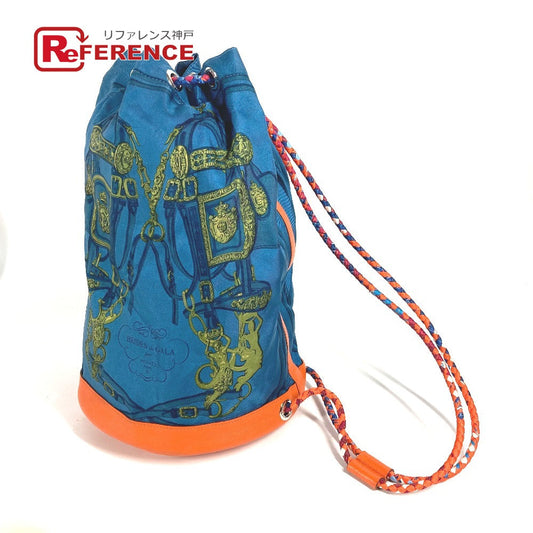 HERMES Shoulder Bag Silk, Leather Orange Sowacool 22 Drawstring Bag Women Used