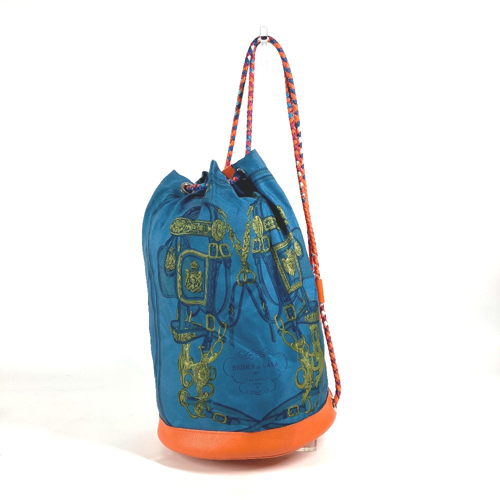 HERMES Shoulder Bag Silk, Leather Orange Sowacool 22 Drawstring Bag Women Used