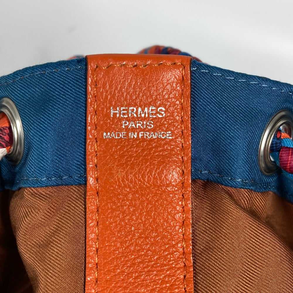 HERMES Shoulder Bag Silk, Leather Orange Sowacool 22 Drawstring Bag Women Used