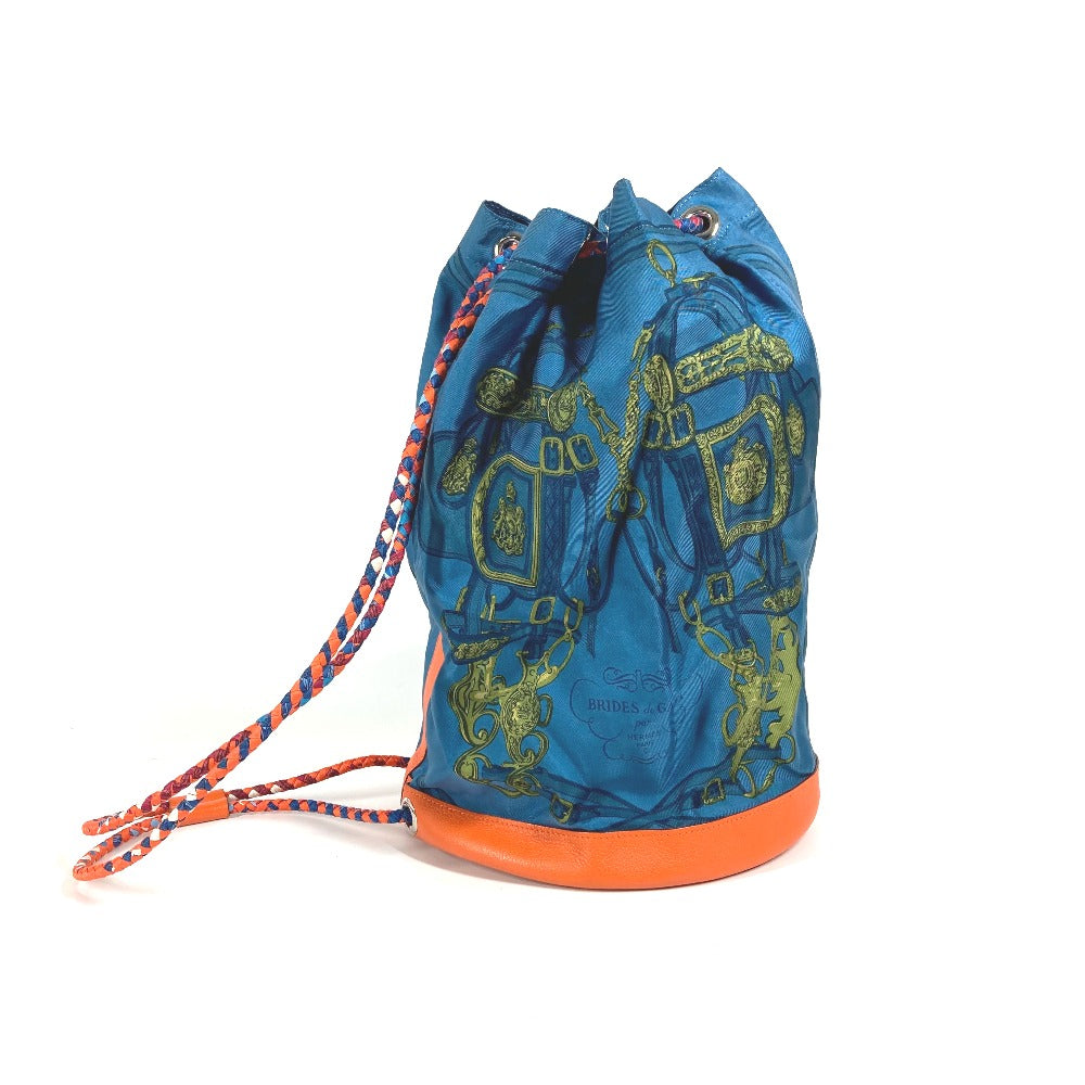 HERMES Shoulder Bag Silk, Leather Orange Sowacool 22 Drawstring Bag Women Used