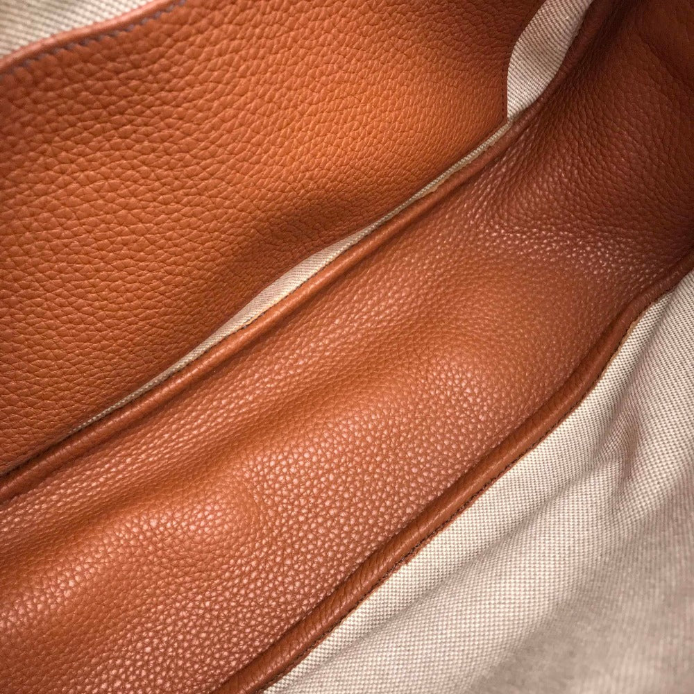 HERMES Shoulder Bag Taurillon Clemence Brown Boolean Lang