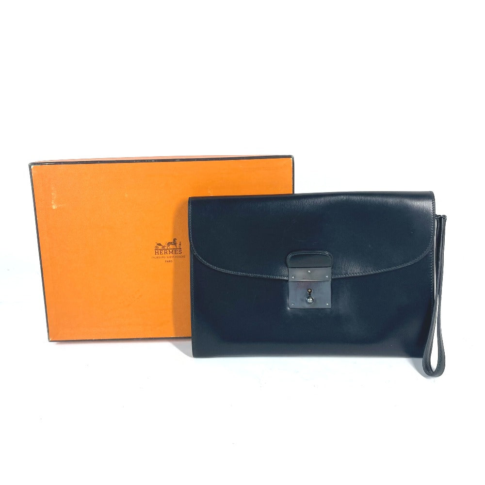 HERMES Clutch bag Box scarf black bag pouch Kirius