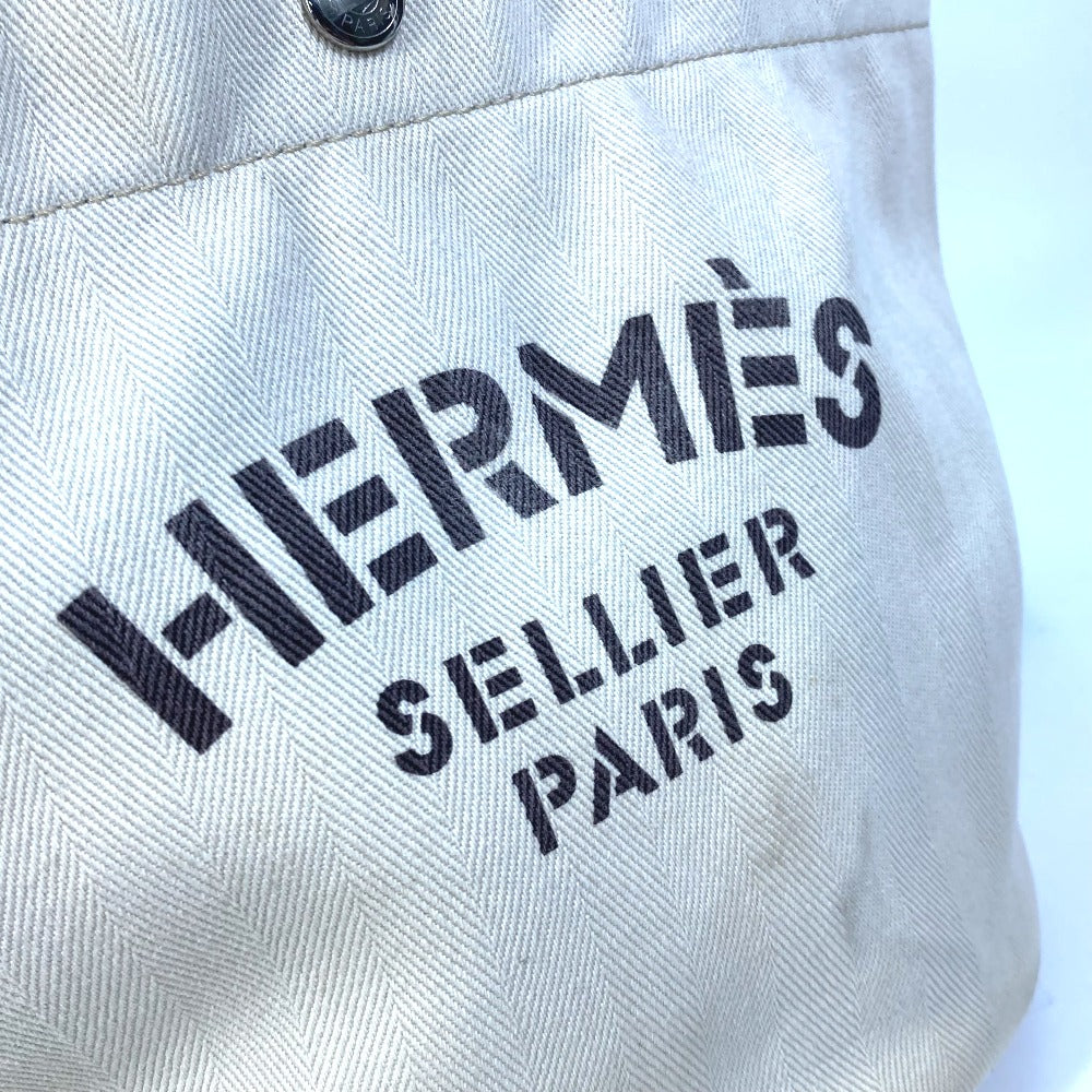 HERMES Shoulder Bag Leather / canvas white Crossbody Sac de Pansage bucket type
