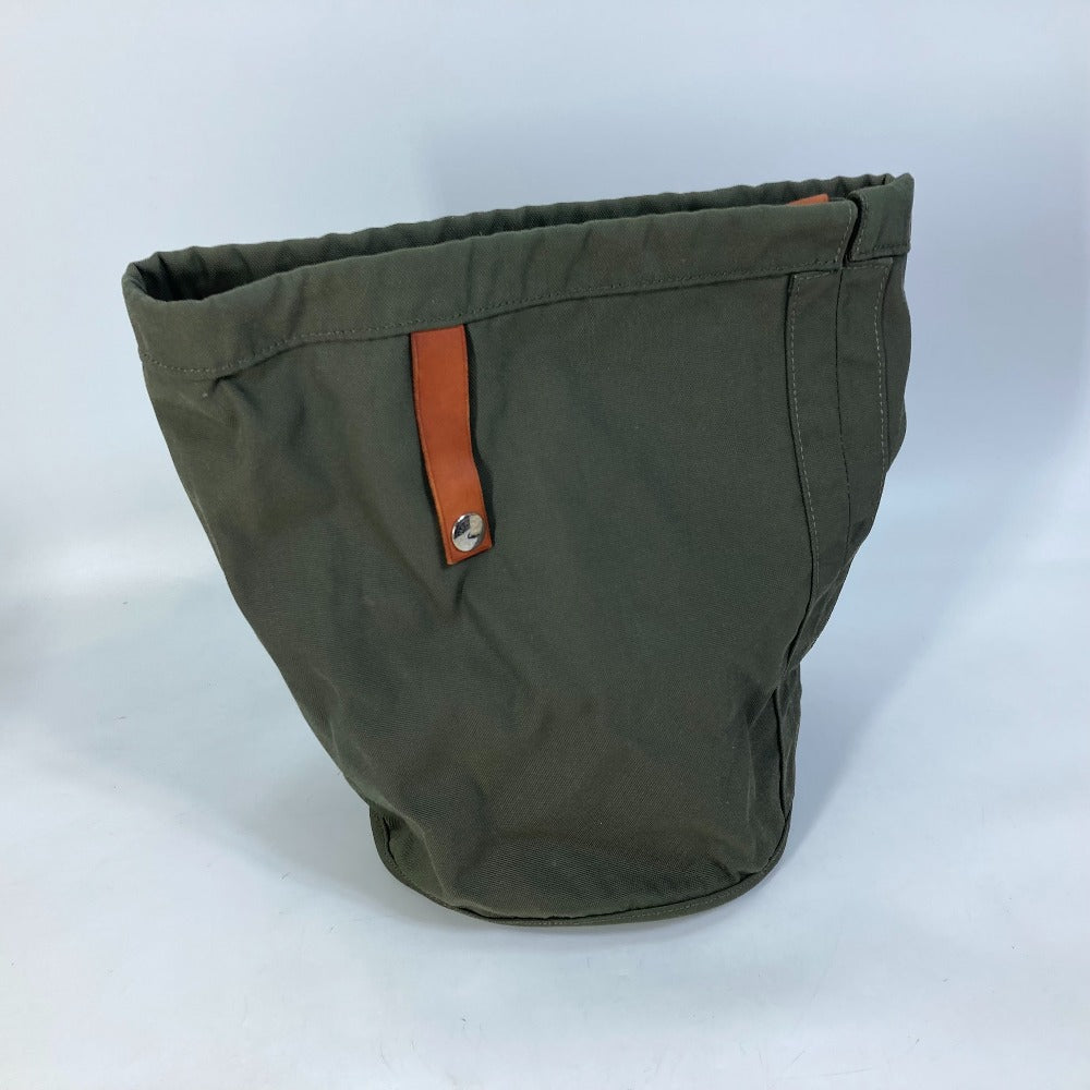 HERMES Shoulder Bag Leather / canvas white Crossbody Sac de Pansage bucket type