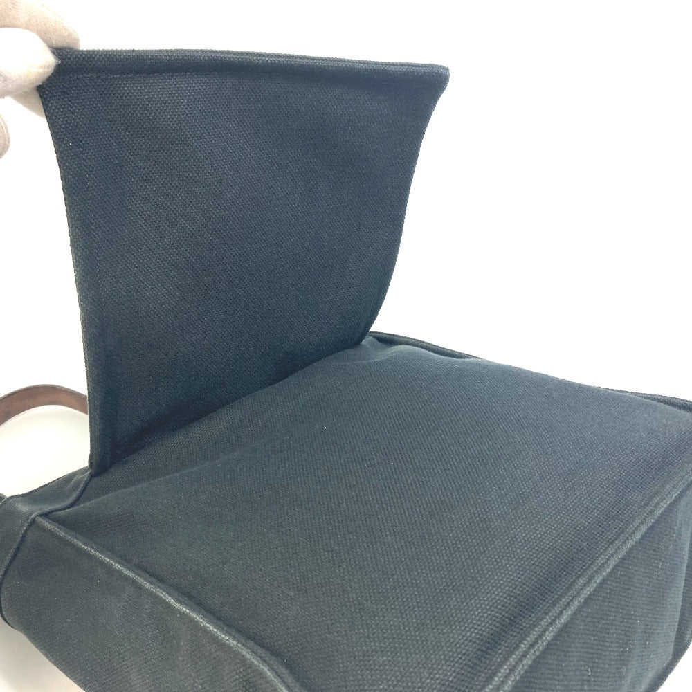 HERMES Tote Bag Canvas, Leather black Shoulder Maruwari PM Women Used