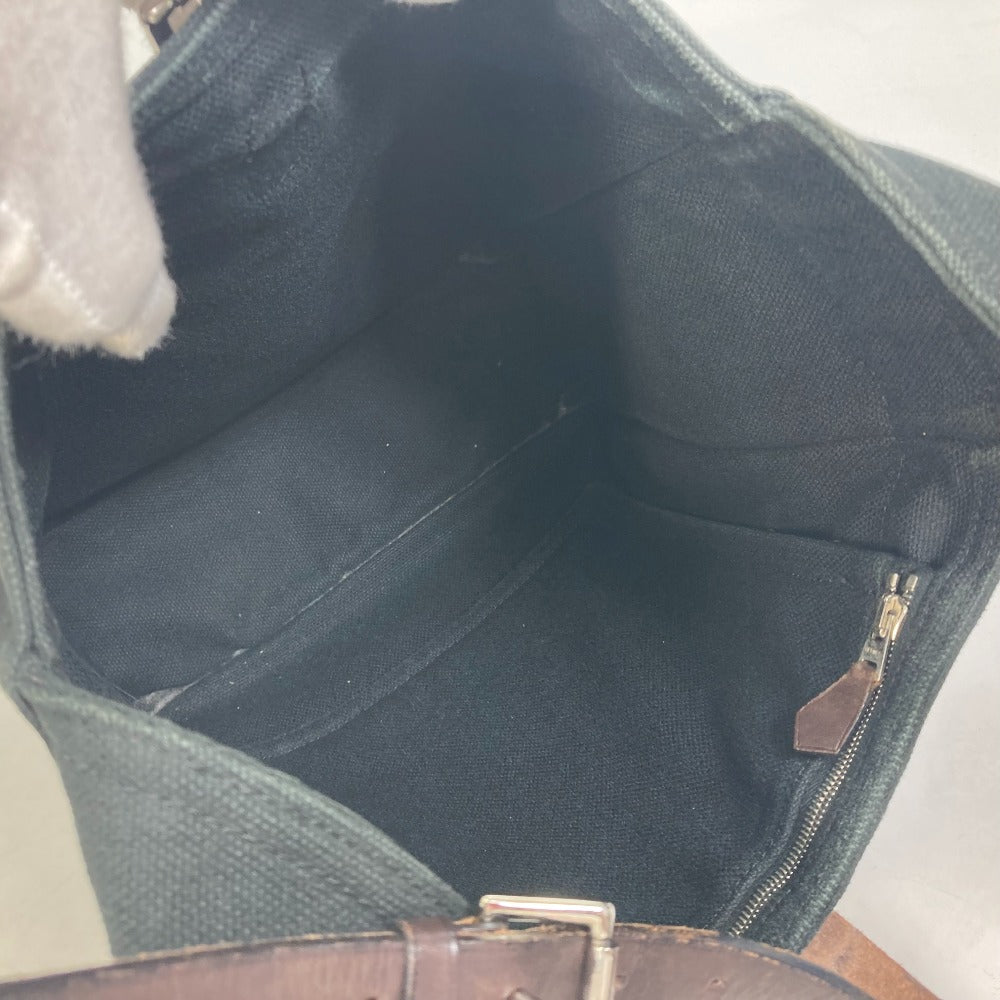 HERMES Tote Bag Canvas, Leather black Shoulder Maruwari PM Women Used