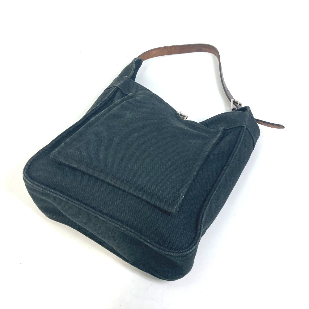 HERMES Tote Bag Canvas, Leather black Shoulder Maruwari PM Women Used