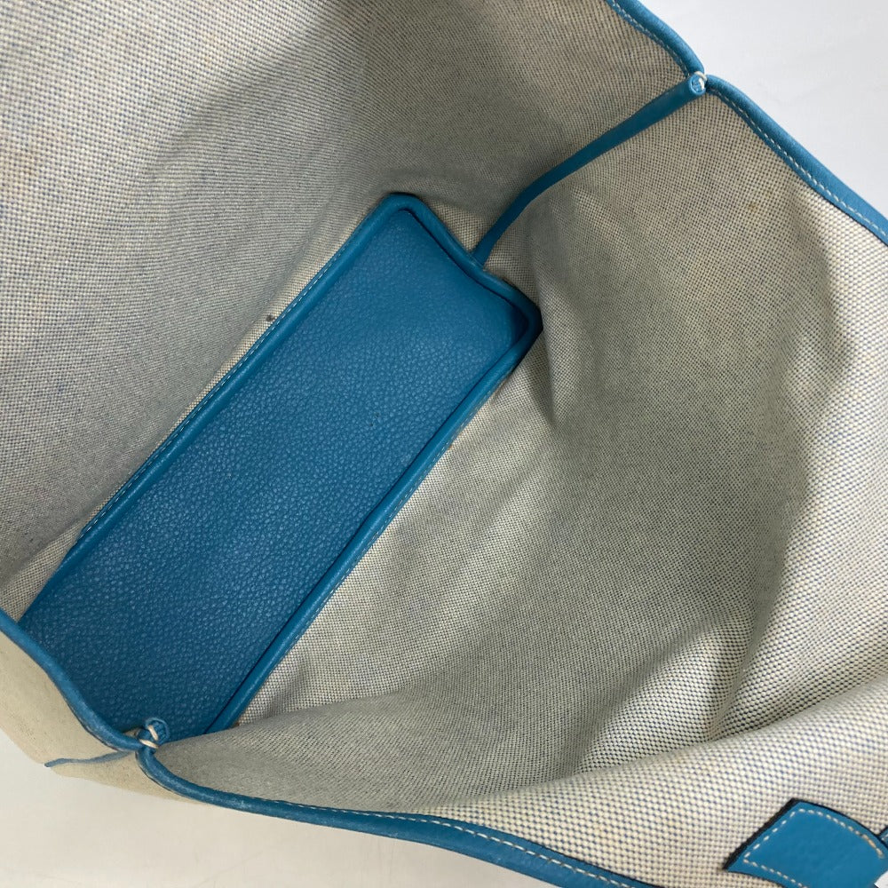 HERMES Tote Bag Toile Ash / Taurillon Clemence blue Shoulder Bag Shoulder Bag Jardine PM Women Used
