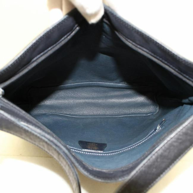 Gucci Vintage Navy Blue Leather With Dimensional Navy Diagonal Stripes Hobo Bag