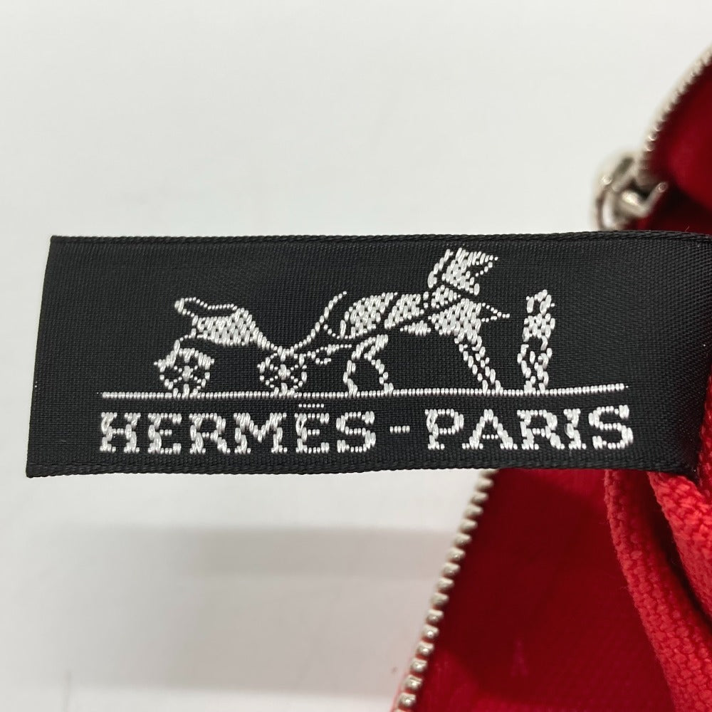 HERMES Pouch cotton Red Flat fastener Yachting GM
