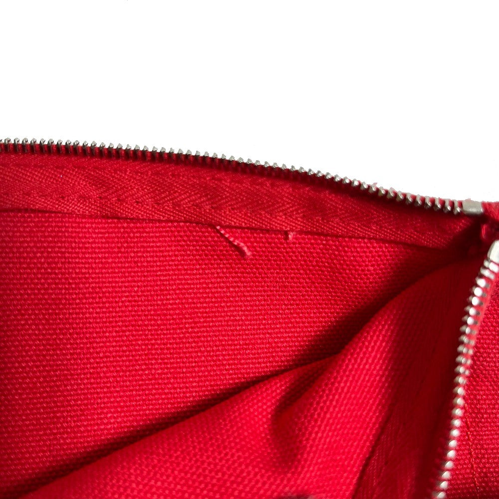 HERMES Pouch cotton Red Flat fastener Yachting GM