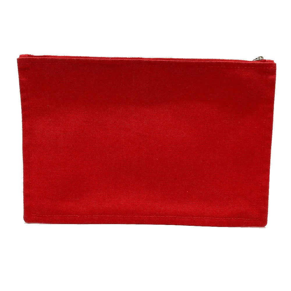 HERMES Pouch cotton Red Flat fastener Yachting GM