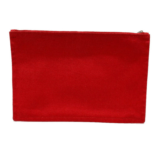 HERMES Pouch cotton Red Flat fastener Yachting GM