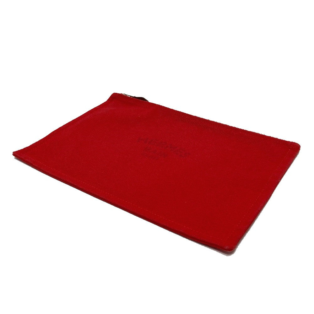 HERMES Pouch cotton Red Flat fastener Yachting GM