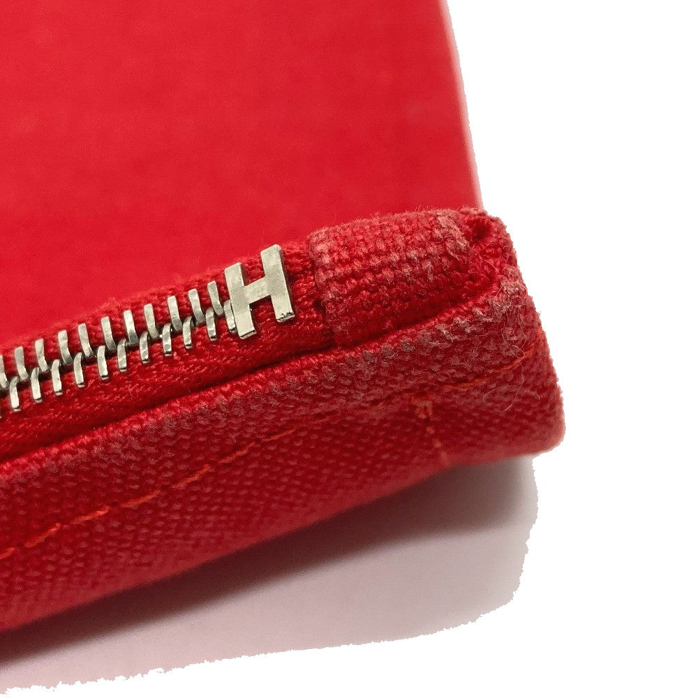HERMES Pouch cotton Red Flat fastener Yachting GM