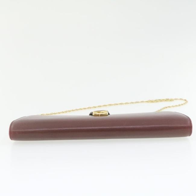 Gucci Clutch W Two Bagclutch Removable Chain Strap Dark Red Leathergold Shoulder Bag