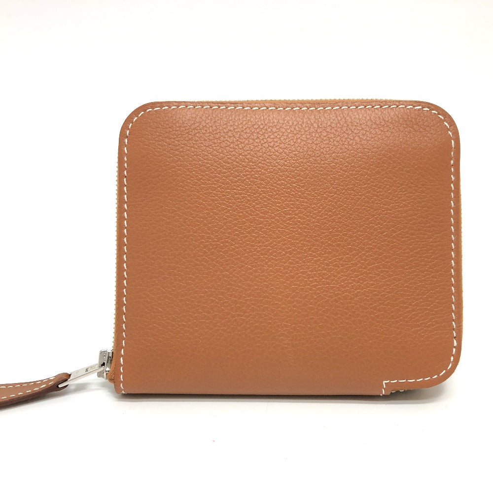 HERMES Folded wallet leather gold Azap silk in Women Used