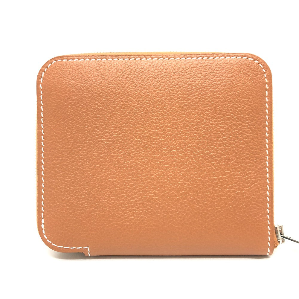 HERMES Folded wallet leather gold Azap silk in Women Used