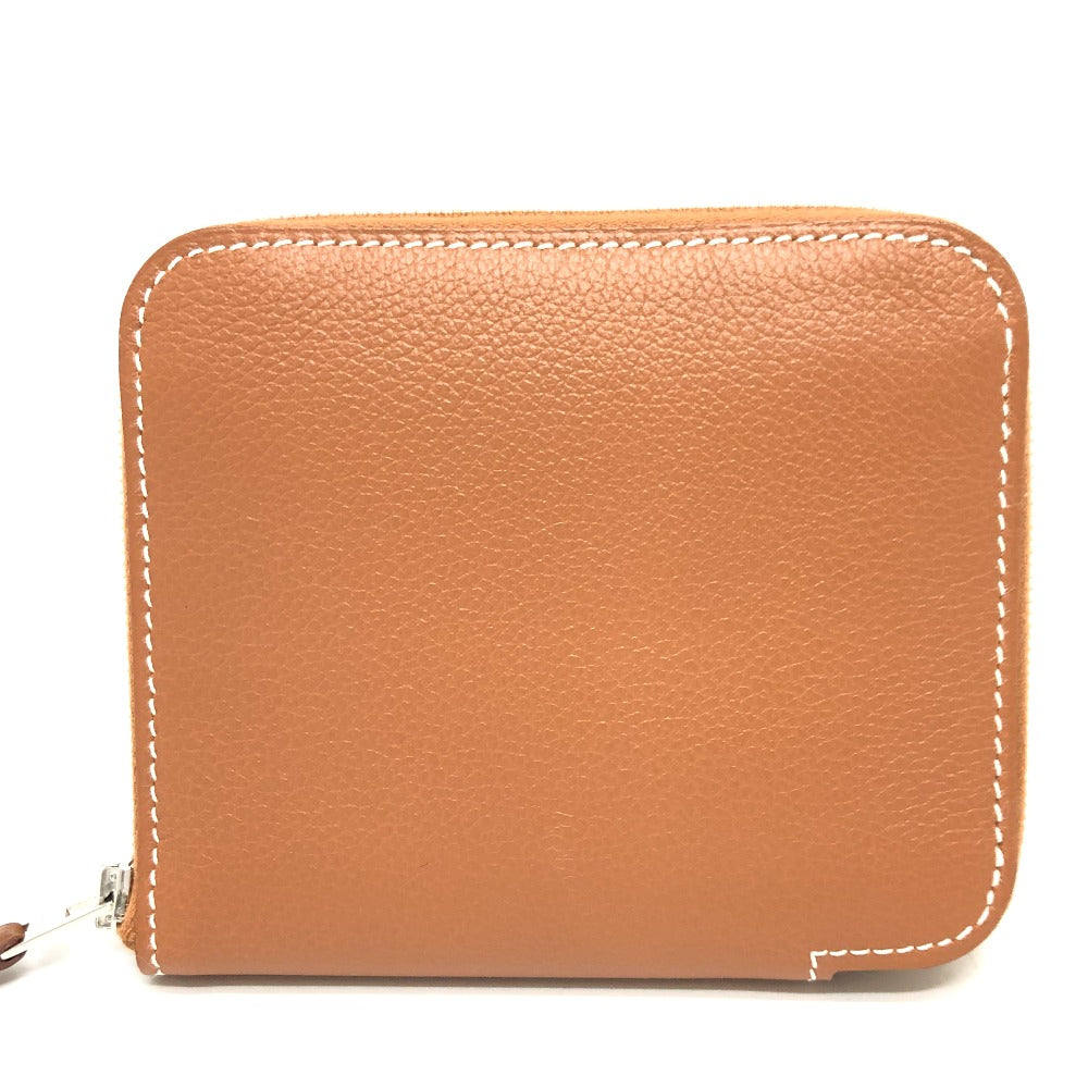 HERMES Folded wallet leather gold Azap silk in Women Used