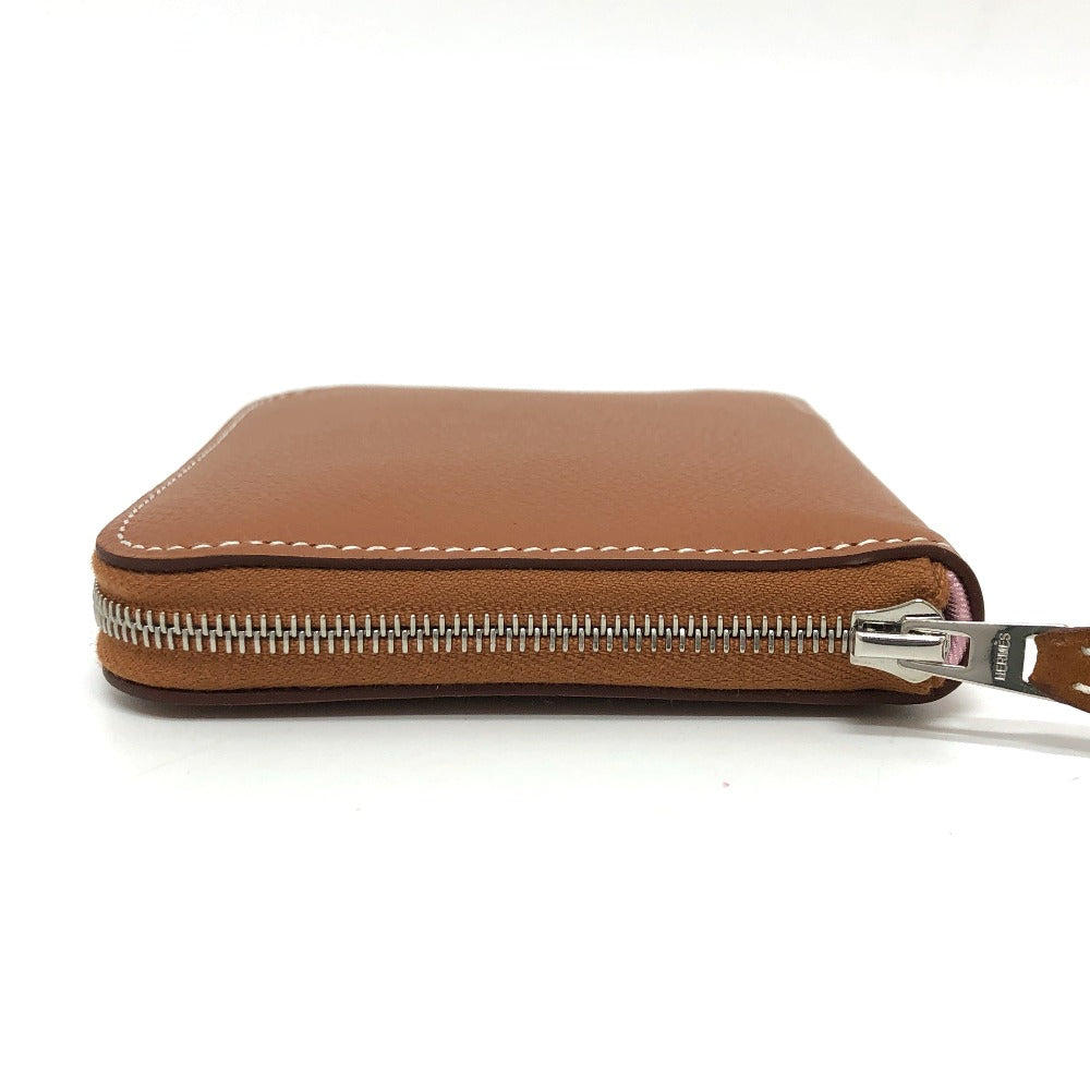 HERMES Folded wallet leather gold Azap silk in Women Used