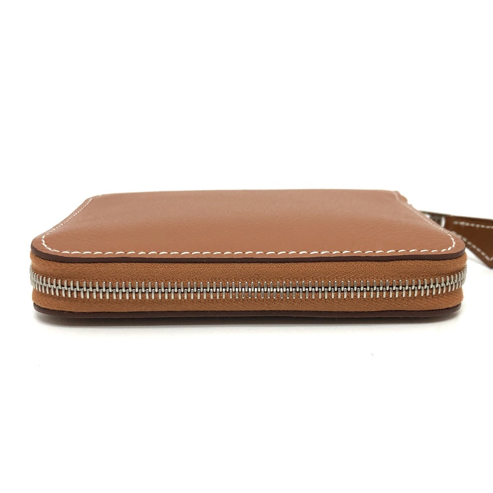 HERMES Folded wallet leather gold Azap silk in Women Used