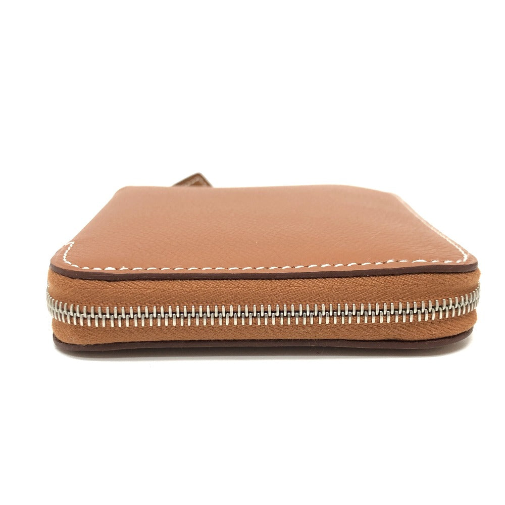 HERMES Folded wallet leather gold Azap silk in Women Used