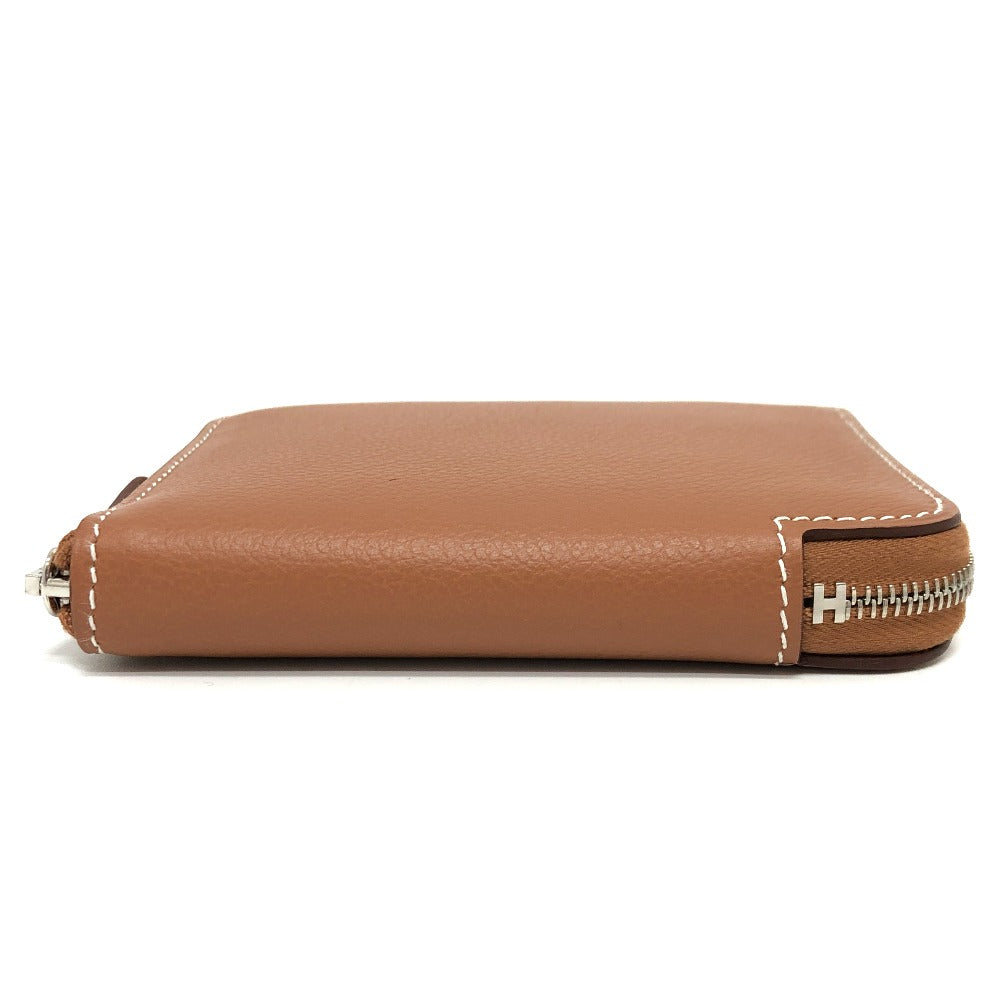 HERMES Folded wallet leather gold Azap silk in Women Used