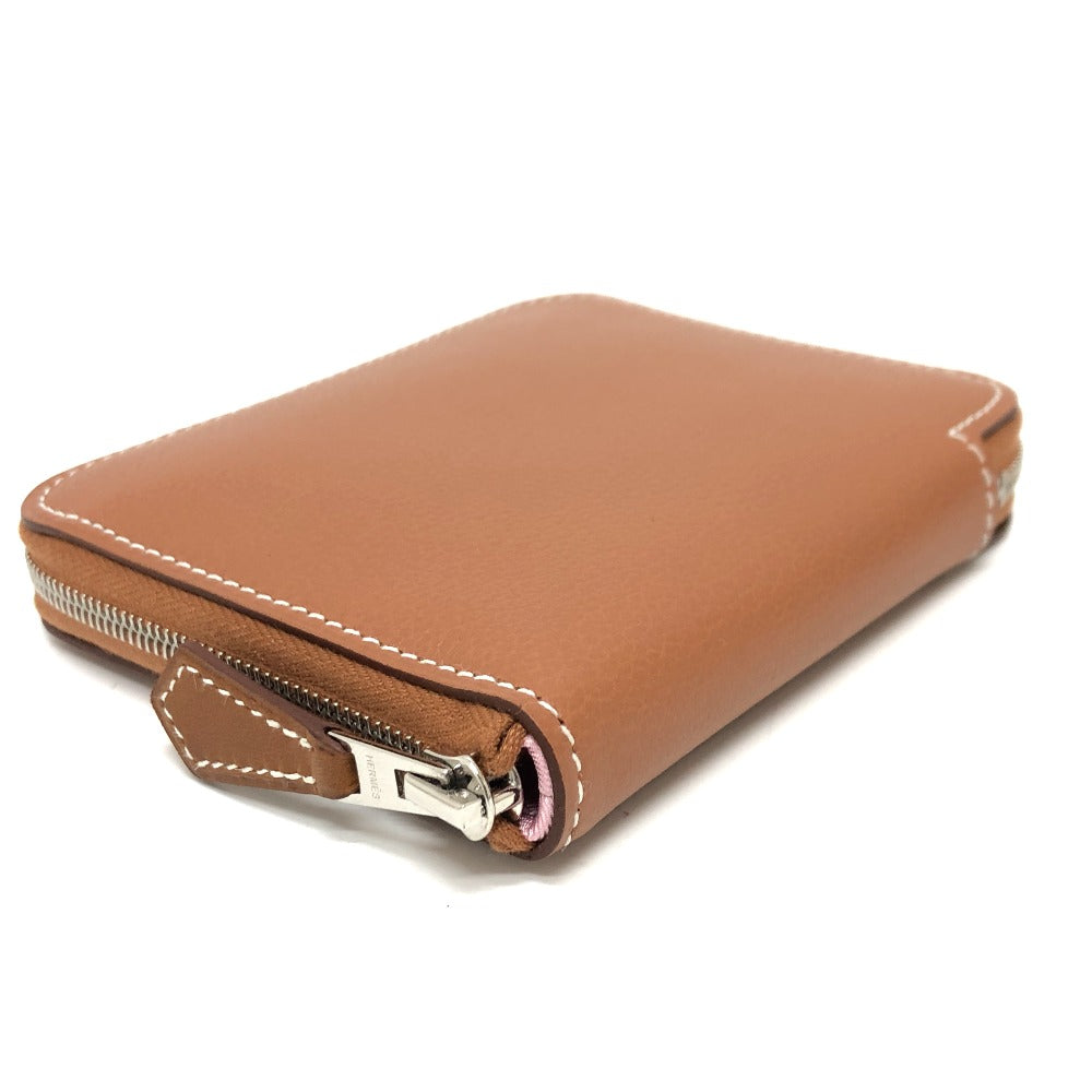 HERMES Folded wallet leather gold Azap silk in Women Used