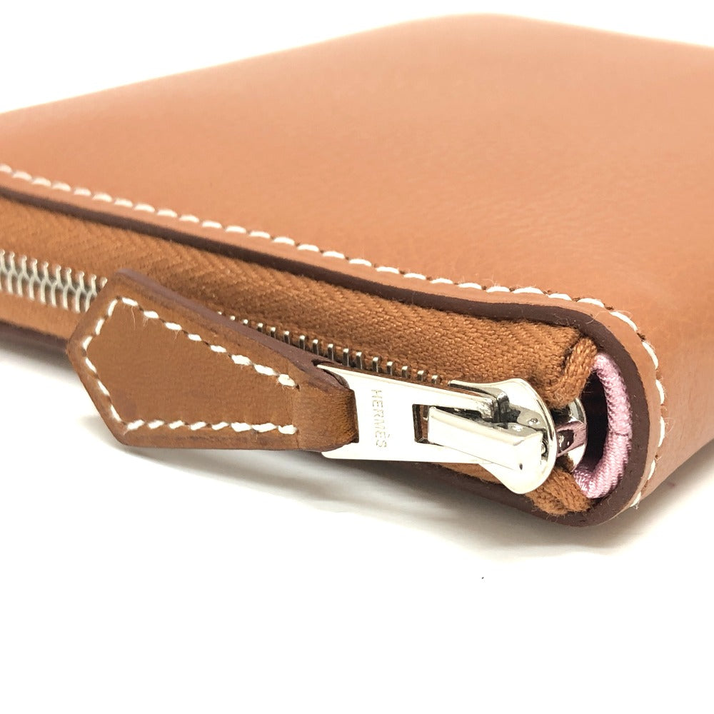 HERMES Folded wallet leather gold Azap silk in Women Used