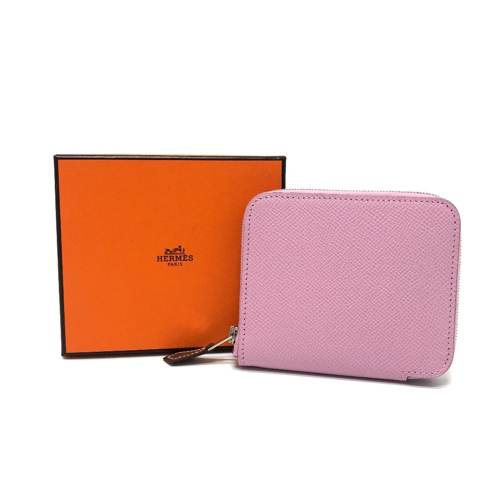 HERMES Folded wallet Epsom pink Azap compact silk in