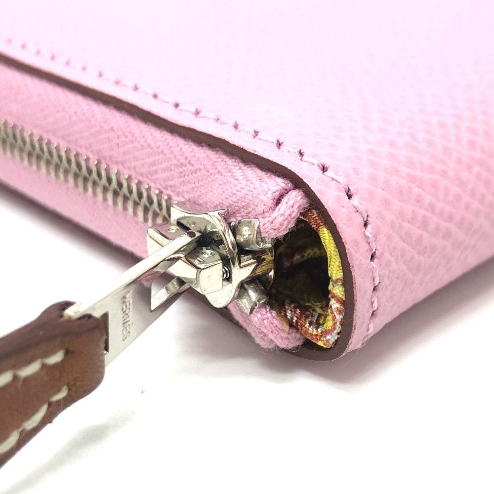 HERMES Folded wallet Epsom pink Azap compact silk in