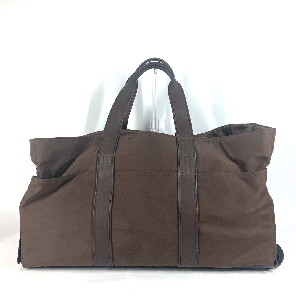 HERMES Carry Bag Nylon Brown suitcase Akapu Luco unisex(Unisex) Used