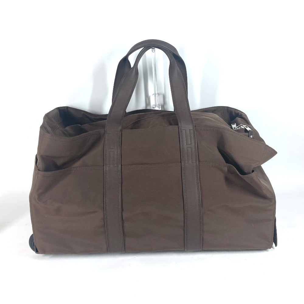 HERMES Carry Bag Nylon Brown suitcase Akapu Luco unisex(Unisex) Used